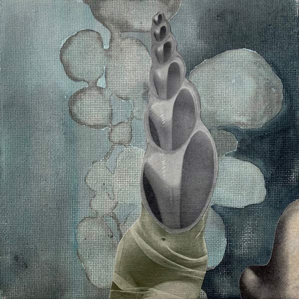 Interactie, acrylverf en papier op doek, 15 x 15 cm, 2015