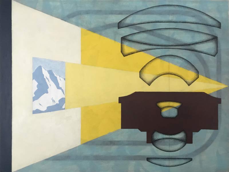 Toen alles mogelijk leek, acrylverf en kleurpotlood op paneel, 30 x 40, 2024