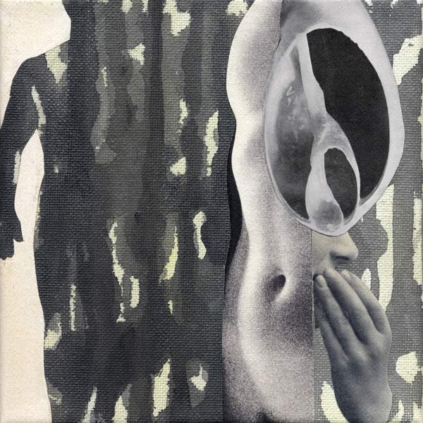 Interactie, acrylverf en papier op doek, 15 x 15 cm, 2015