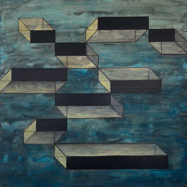 Geheugenopslag, acrylverf en potlood op paneel, 30 x 30 cm, 2022