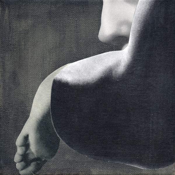 Interactie, acrylverf en papier op doek, 15 x 15 cm, 2015