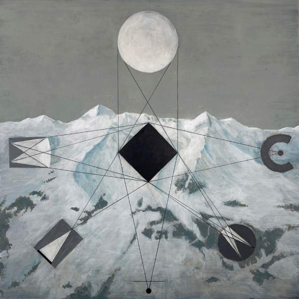 Plaatsbepaling, acrylverf en stift op paneel, 30 x 30 cm, 2022