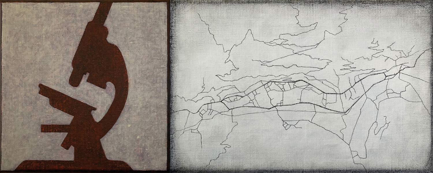 Het binnenste ontrafeld, acrylverf op doek, 20 x 50 cm, 2022