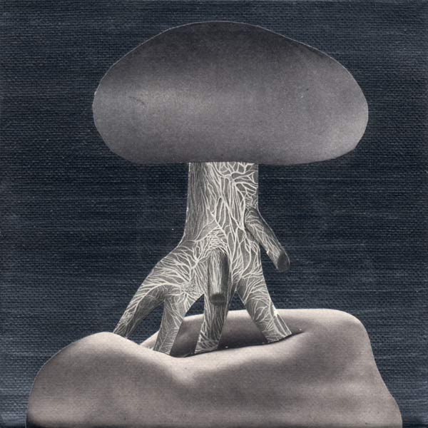 Interactie, acrylverf en papier op doek, 15 x 15 cm, 2015