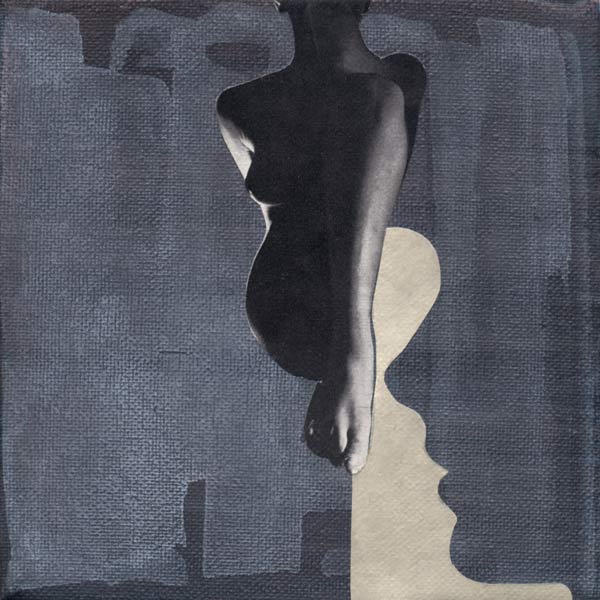 Interactie, acrylverf en papier op doek, 15 x 15 cm, 2015