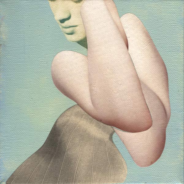 Interactie, acrylverf en papier op doek, 15 x 15 cm, 2015