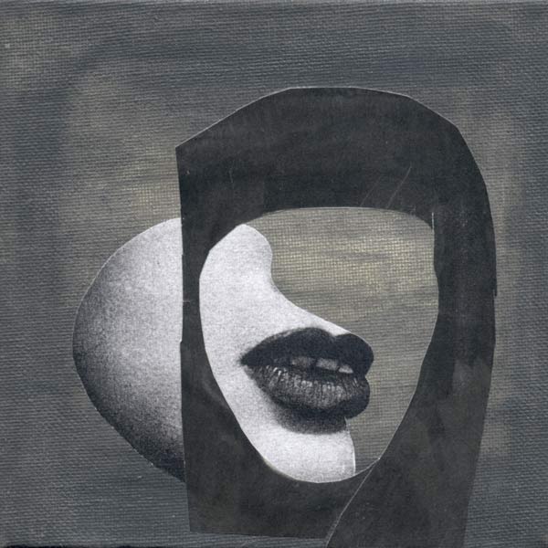 Interactie, acrylverf en papier op doek, 15 x 15 cm, 2015