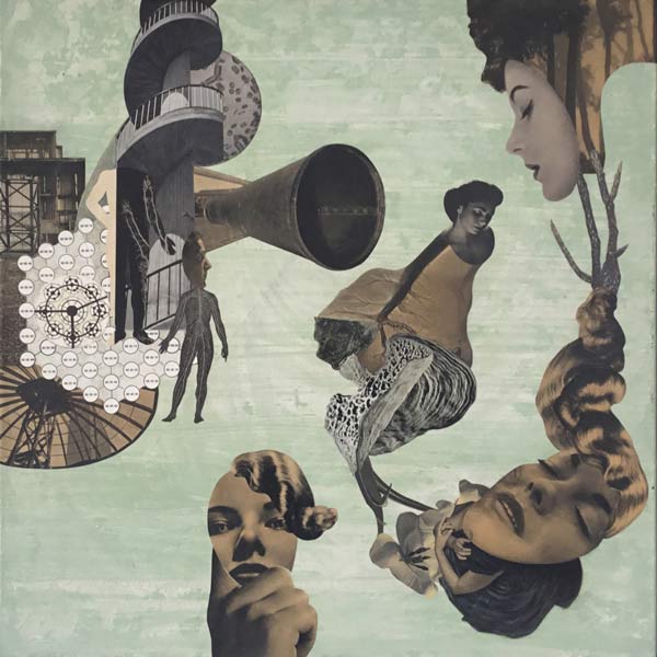 Zonder titel, acrylverf en papier op doek, 50 x 50 cm, 2016