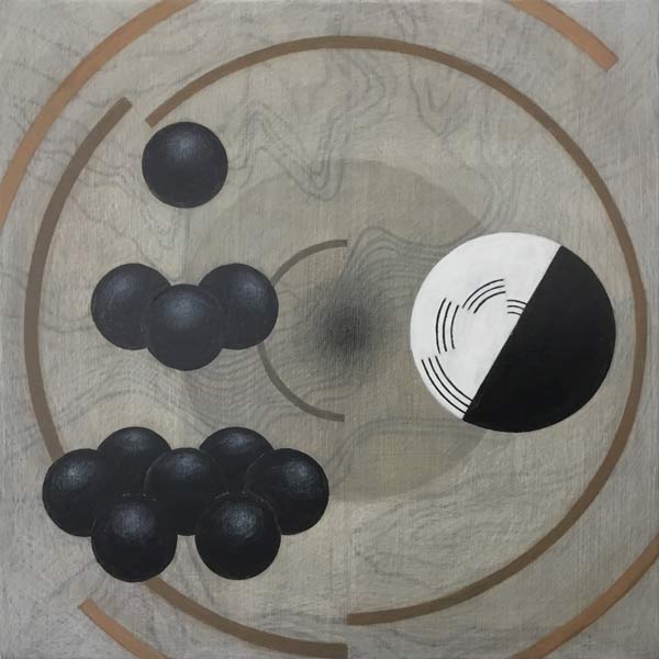 Alles beweegt, acrylverf en kleurpotlood op paneel, 30 x 30 cm, 2024