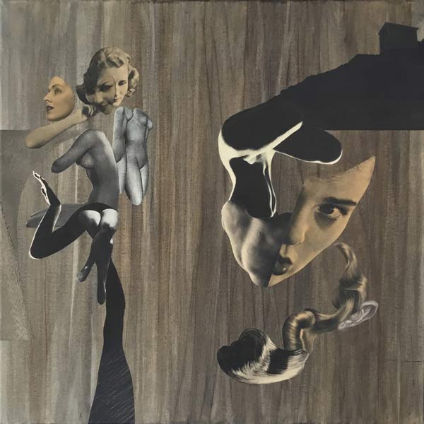 Zonder titel, acrylverf en papier op doek, 50 x 50 cm, 2016