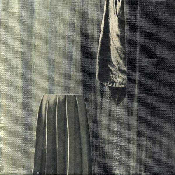 Collage, acrylverf en papier op doek, 15 x 15 cm, 2015