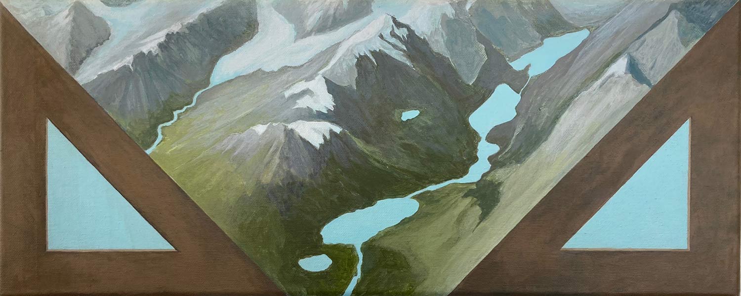 Uiteindelijk stroomt alles naar het laagste punt, acrylverf op doek, 20 x 50 cm, 2018