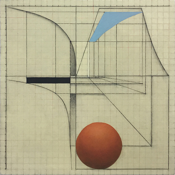 Entropische balans, acrylverf en potlood op paneel, 30 x 30 cm, 2025