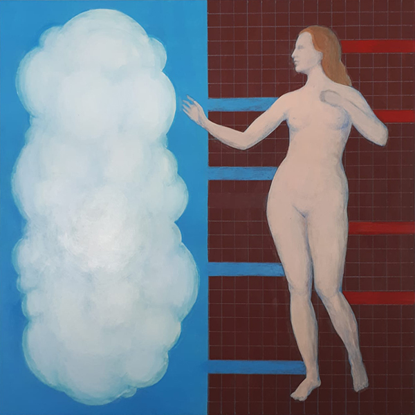 Ooit is het mogelijk, acrylverf en potlood op paneel, 30 x 30 cm, 2025