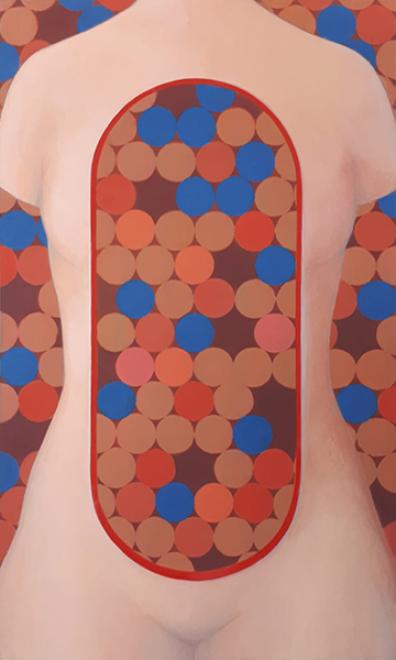 Predestinatie 1, acrylverf en potlood op paneel, 50 x 30 cm, 2025